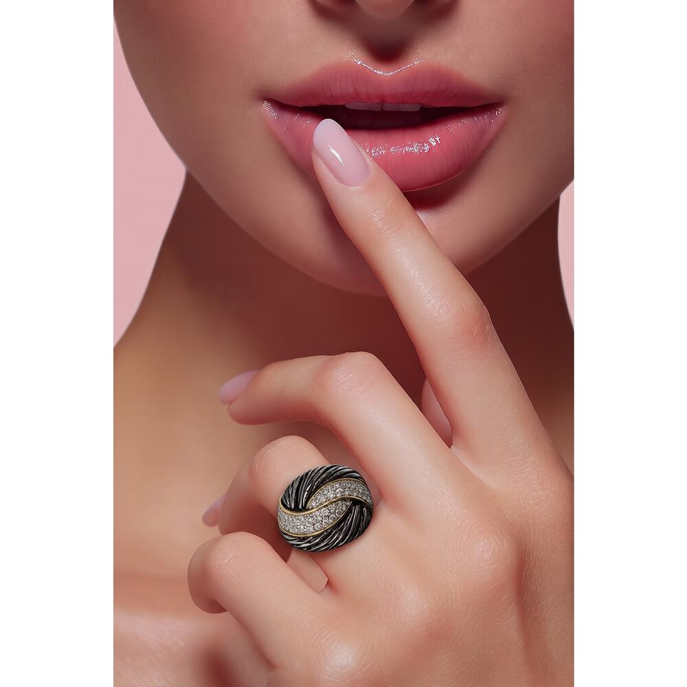 The Metropolitan Dome Ring – Two-Tone Interlocking Cable Statement Band size 7 - Picture 2 of 2